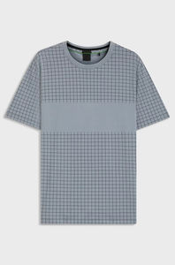 Camiseta gris con estampado de cuadrícula para hombre, camiseta informal de algodón de primera calidad con cuello redondo y manga corta, ropa de calle MARFA INTERNATIONAL - Product Image 5