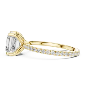 แหวนเพชรทรงแอสเชอร์คัท เพชรเลี้ยงในห้องปฏิบัติการ ทองคำแท้ 18K วงแหวนเพชรทรงกลมแบบพาเว่ 2.5 กะรัต ประดับเพชรตรงกลาง สี E เครื่องประดับแต่งงาน - Product Image 2