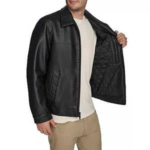 Chaqueta de Motociclista para Hombre, Estilo Bomber, de Cuero Sintético, con Cuello Camisero, para Otoño - Product Image 2