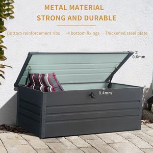 260 galloni Extra Large scatola del ponte in metallo impermeabile Patio portaoggetti grigio scuro per cuscini accessori per piscina giardino - Product Image 3