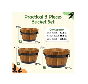 Unique En Bois Rond Bois Jardin Pot De Fleur Décor Plante Conteneur Boîte Plante Pot Maison En Plastique Intérieur Extérieur Cour Patio Pot De Fleurs - Product Image 6