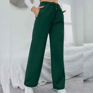 Women Casual High <b>Waist</b> Joggers Loose Fit Straight Leg Cotton <b>Trousers</b> <b>Elastic</b> <b>Waist</b> Drawstring Solid Color Pants Sportswear - Product Image 5
