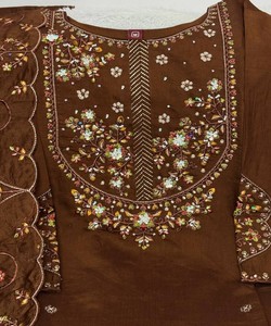 Salwar Kameez Tradicional Marrón para Mujer, Ropa Étnica Informal para Todas las Temporadas, Estilo India Pakistán, Seda Marina, Largo hasta la Rodilla, Corte Regular - Product Image 4