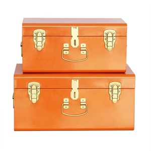 Orange Metal Storage Trunk <b>Box</b> Rectangular Shape Ideal for <b>Clothes</b> And Garment Storage Blanket And Bedding Storage From India - Product Image 3