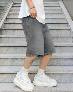 Shorts Bermuda en jean délavé pour homme, taille mi-haute, coupe décontractée ample, style streetwear, en coton - Product Image 5