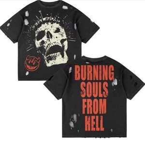 T-shirt décontracté pour homme en toile épaisse 100 % coton, coupe ample, respirant, avec impression de marque personnalisée - Product Image 5