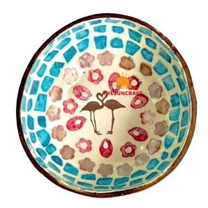 Bol en Coque de Noix de Coco Réutilisable du Vietnam, Meilleure Vente, Écologique avec Incrustation de Nacre, Bol à Salade de Fruits Fait Main Naturel - Product Image 1