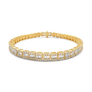 สร้อยข้อมือแบบ Cuban Link ทอง 14k ประดับเพชร VVS สองแถว แบบ Lab Grown  สำหรับผู้ชายและผู้หญิง สไตล์ฮิปฮอป ของขวัญงานปาร์ตี้ พร้อมใบรับรอง - Product Image 1