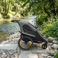Remorque de vélo à cadre en aluminium TC-2024S, tissu résistant à l'eau 600D bicolore, pliage facile, convertible 3-en-1, suspension avant/arrière