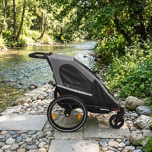Remorque de vélo à cadre en aluminium TC-2024S bicolore avec tissu résistant à l'eau 600D, pliage facile - Product Image 4