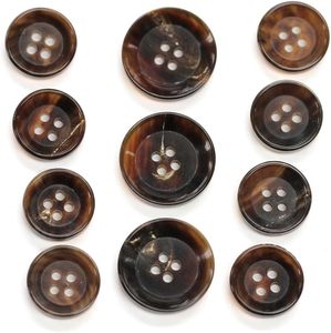 Bouton 100% poli en corne de buffle marron à quatre trous, imitation artisanale écologique de style antique, Uttar Pradesh, pour vêtements et décoration intérieure - Product Image 4