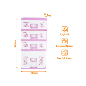 Virgin PP 4-<b>Drawer</b> Foldable Multi-Purpose Plastic Storage Box Stackable <b>Office</b> Organizer Modern Standing <b>Drawer</b> <b>Unit</b> Kitchen - Product Image 5