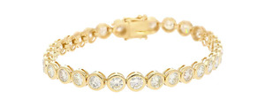 Pulsera de tenis chapada en oro de 10K para mujer con diamantes de talla brillante redonda y engaste de bisel, joyería clásica para bodas - Product Image 2