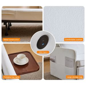 Canapé-lit convertible 3-en-1 pour adulte avec table pliante pratique et port USB Type-C, fauteuil-lit escamotable - Product Image 4