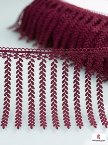 Flecos Decorativos HitJem para Exportación, 100% Algodón, Diseño de Hojas Color Borgoña, para Uso Textil en el Hogar - Product Image 5