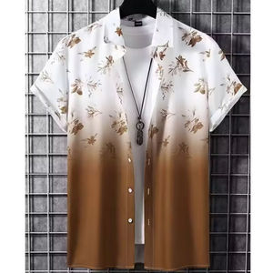 เสื้อเชิ้ตฮาวายแขนสั้นผู้ชายแฟชั่นฤดูร้อน ผ้าโพลีเอสเตอร์ 100% ระบายอากาศได้ดี สวมใส่สบาย ไม่เป็นขุย ลายดอกไม้ต้นมะพร้าว - Product Image 2