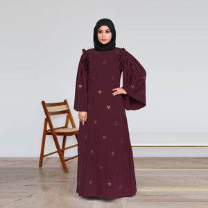 Abaya islamique modeste en tissu Nida, unie, respirante, élégante, fluide, à manches longues, longueur au sol, pour femmes, pour la prière de l'Aïd et les occasions spéciales - Product Image 2