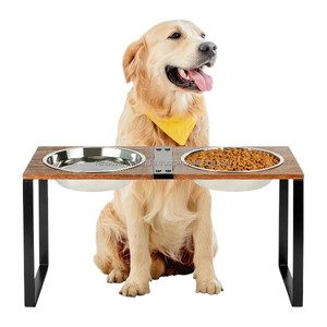 ชามอาหารสุนัขสเตนเลสพร้อมขาตั้งไม้สำหรับอาหารแมวและน้ำที่เชื่อถือได้ - Product Image 4