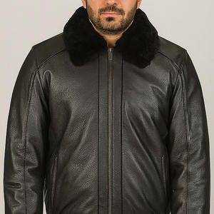 Veste d'hiver pour homme de qualité supérieure au meilleur prix, en cuir véritable, coupe-vent, imperméable, teinte unie, toutes tailles disponibles - Product Image 4