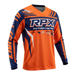 Ropa Deportiva Personalizada para Motociclismo, Jersey Naranja y Azul Marino, Ropa para Motocross, Camiseta para Bicicleta de Montaña, Jersey para Motocross Todoterreno - Product Image 4