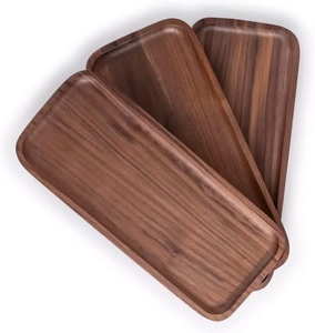 Bandeja de Servir Rectangular de Madera de Roble y Veta, Diseño Minimalista, Pulida, Duradera, para Uso en Comedor, Estilo Premium Hecho a Mano - Product Image 1