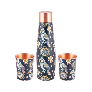 Botella de agua floral de cobre para servicio a la habitación con 2 tazas, juego de bebidas portátil para viaje - Product Image 6