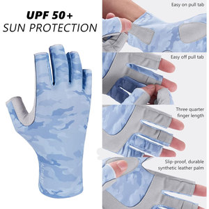 Gants de voile anti-UV sans doigts UPF 50+ pour hommes et femmes, couleur bleu clair camouflage, protection ultime pour l'extérieur - Product Image 4
