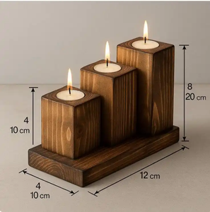 Rustic <b>Wooden</b> Candle Holder for <b>Mantel</b> <b>Shelf</b> and Console Table Decoration - Product Image 6