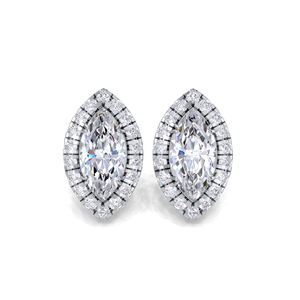 IGI Certified Lab Grown Diamond Marquise Cut Halo Stud <b>Earrings</b> 14K Yellow / White / Rose Gold Vintage Halo Diamond Studs - Product Image 4