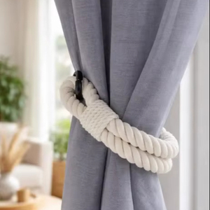 White Rope Curtain <b>Tiebacks</b> – Clean, Modern Window Accent - Product Image 1
