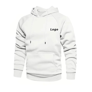 เสื้อฮู้ดดี้โอเวอร์ไซส์ผู้ชาย ผ้าฝ้าย 100% เฟรนช์เทอร์รี่ สีพื้น กระเป๋าโลโก้ที่แขนซ้าย สวมใส่สบายๆ สำหรับฤดูหนาว - Product Image 6