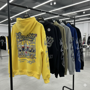 Sweat-shirts à capuche personnalisés en gros avec impression sérigraphique et strass, de haute qualité, en molleton 100 % coton épais - Product Image 4
