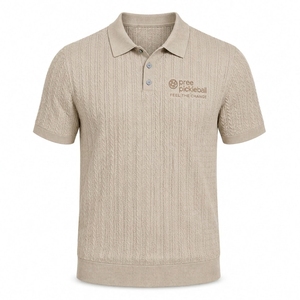 Polo de Manga Corta para Hombre, Transpirable, de Algodón, con Cuello Camisero, Logotipo Bordado, Color Sólido, para Todas las Temporadas - Product Image 1