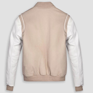 Unisex Beige White <b>Thick</b> <b>Fleece</b> Windproof Varsity <b>Jacket</b> Stand Collar Double Breasted Casual Winter Wear Regular Fit Solid Color - Product Image 2