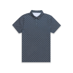 Polo en coton à manches courtes gris foncé pour homme, motif à pois, décontracté, tricoté, respirant, coupe classique - Product Image 3