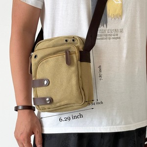 Sac bandoulière unisexe en cuir et toile, style rétro, étanche, avec fermeture éclair, pour voyage et randonnée, fournisseur LCSB-0019 - Product Image 6