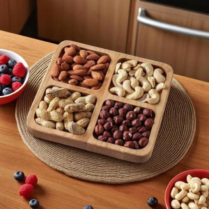 Luxury Premium Wood Dry Fruits Tray Wood Leaf Shaped Wooden Serving Platter for Nuts <b>Candy</b> Dry Fruits Tray - Product Image 3