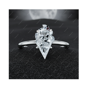 Bague de fiançailles solitaire en or fin 925 plaqué or 18 carats avec diamant de laboratoire taillé en cornet de glace certifié GIA IGI, cadeau - Product Image 1