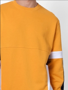 Sudadera de Cuello Redondo Amarilla para Hombre, Corte Regular, Bloques de Color, Informal, Tejida, 100% Algodón, para Otoño - Product Image 6