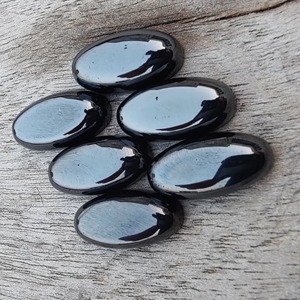 Hematite naturelle de qualité AAA+, grande forme ovale, cabochon à dos plat, pierres précieuses calibrées en gros, toutes tailles disponibles - Product Image 3