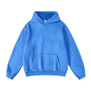 Sweat-shirt à capuche surdimensionné pour homme, gris uni, coton, French Terry, décontracté, pour l'automne - Product Image 3