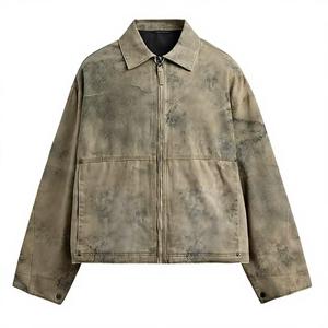 Oversized Vintage Denim Wash <b>Jacket</b> for Men Custom Men's Vintage <b>Zip</b>-<b>up</b> Worker <b>Jacket</b> Outdoor Twill <b>Jacket</b> - Product Image 4