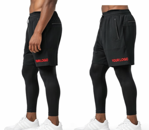 Custom Logo Athletic <b>Compression</b> Training <b>Shorts</b> <b>Men's</b> 2 in 1 <b>Compression</b> <b>Shorts</b> with Leggings Training <b>Shorts</b> For <b>Men</b> - Product Image 2