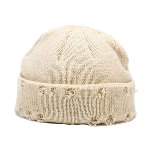 Unisex Beanie Hat Solid Color Ripped Edge Knit <b>Winter</b> <b>Cap</b> Casual Style Adult Size Mohair Custom Men's Beanies - Product Image 1
