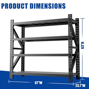 Étagère de garage robuste 5000 lb - Unité de rangement métallique réglable à 4 niveaux 63"H x 67"W x 23.7"D Capacité industrielle - Product Image 2