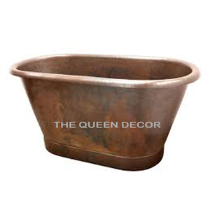 Collection tendance : Baignoire décorative artisanale en cuivre martelé, finition marron, forme ovale - Product Image 1