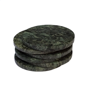 Posavasos de mármol verde de alta calidad en oferta, posavasos redondos de piedra de cristal para bebidas con soporte para café, para el hogar - Product Image 1