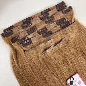 24 pouces vierge Double dessiné Remy cheveux de luxe A +++ couleur noire #8 vietnamien sans couture Clip-In brut naturel bouclé haute visibilité - Product Image 1