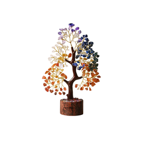 Arbre en pierres précieuses sculptées 7 chakras, fait main, éco-responsable, cristal bonsaï, 10-11 pouces, pour la guérison, l'amour et la décoration intérieure, en gros, à vendre - Product Image 6