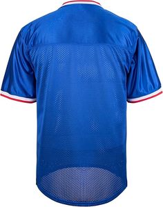Camiseta Deportiva de Fútbol Azul con Cuello en V, Manga Corta, Ligera, de Poliéster, Estilo Jersey Liso de los 90 - Product Image 5